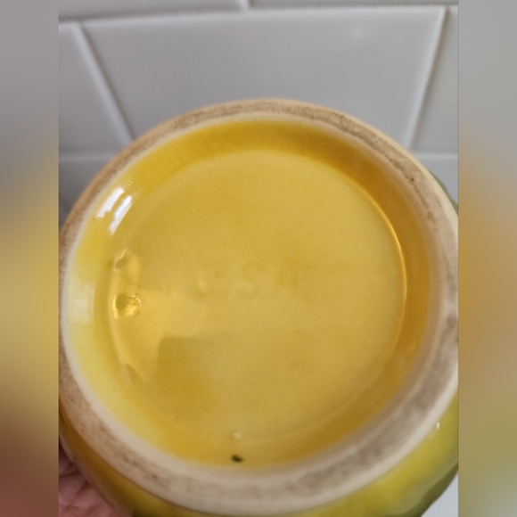 Vintage USA 78 Shawnee Pottery Corn King Sugar Bowl Yellow and Green (B) - Picture 3 of 5